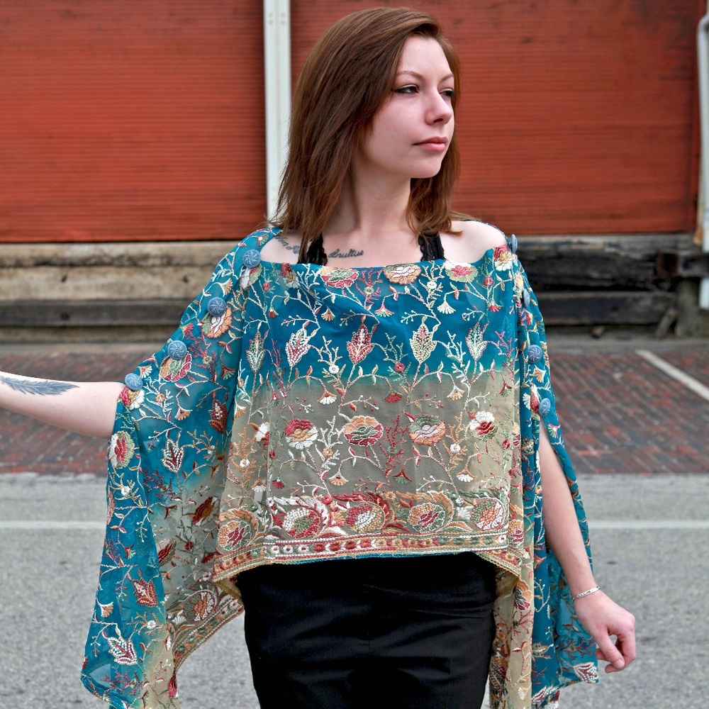 Exclusive, embroidered, elaborate Indian wrap!